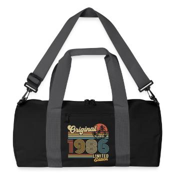 Cadeau rétro vintage vintage pour le 40e anniversaire 1986 - Sac de sport recyclé - noir/gris graphite - Devant