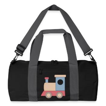 Kunterbunter Spielzug Illustration Eisenbahn - Recycelte Duffel Bag - Schwarz/Graphitgrau - Vorne