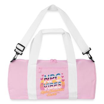 NPC Vibes | Main Character Energy Gaming - Recycelte Duffel Bag - Rosa/Weiß - Vorne