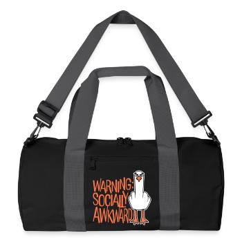 Warning Socially Awkward Möwe Mittelfinger Frech - Recycelte Duffel Bag - Schwarz/Graphitgrau - Vorne