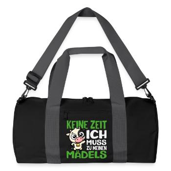 Keine Zeit Ich Muss Zu Meinen Mädels Kuh Bauer - Recycelte Duffel Bag - Schwarz/Graphitgrau - Vorne