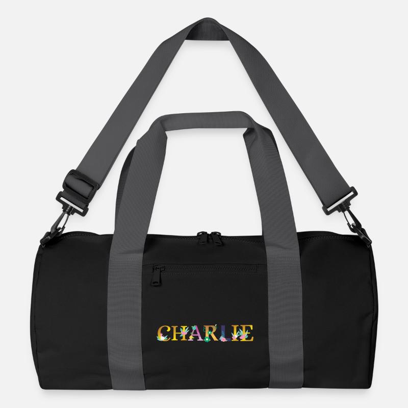CHARLIE Name mit Blumen geschmückt Recycelte Duffel Bag