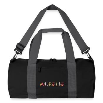 AURELIE name decorated with flowers - Recycled Duffel Bag - black/graphite grey - Front