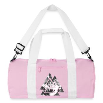 Valknut, Symbol von Odin - Mit Wolf - Recycelte Duffel Bag - Rosa/Weiß - Vorne