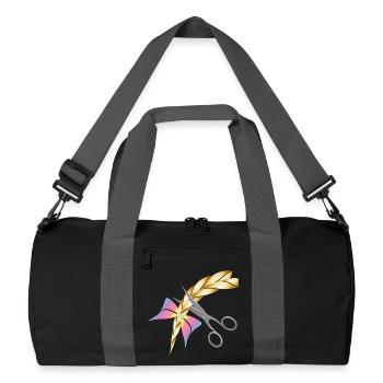 Schere schneidet einen blonden Zopf ab - Recycelte Duffel Bag - Schwarz/Graphitgrau - Vorne