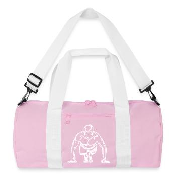 Bodybuilder Skizze - Recycelte Duffel Bag - Rosa/Weiß - Vorne