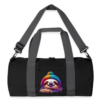 Paresseux avec bonnet de laine - Sac de sport recyclé - noir/gris graphite - Devant