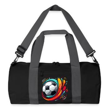 Farbenfroher Fußballwirbel - Recycelte Duffel Bag - Schwarz/Graphitgrau - Vorne