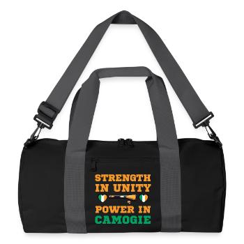 Stärke in der Einheit, Kraft in Camogie - Recycelte Duffel Bag - Schwarz/Graphitgrau - Vorne