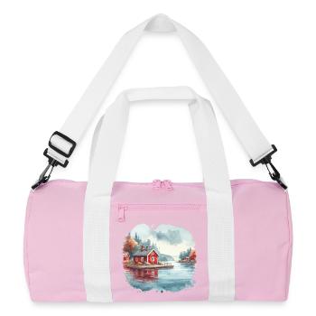 Suède maison Suède lac cadeau de vacances - Sac de sport recyclé - rose/blanc - Devant