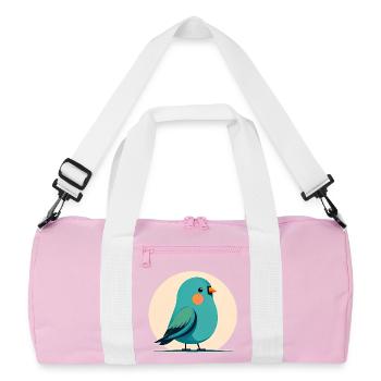 Petit oiseau vert-bleu - Sac de sport recyclé - rose/blanc - Devant