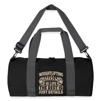 Fitness Motivation Bodybuilder Weightlifting Life - Recycled Duffel Bag - black/graphite grey - Front