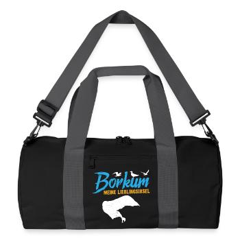 North Sea Holiday BORKUM MY FAVORITE ISLAND Funny - Recycled Duffel Bag - black/graphite grey - Front
