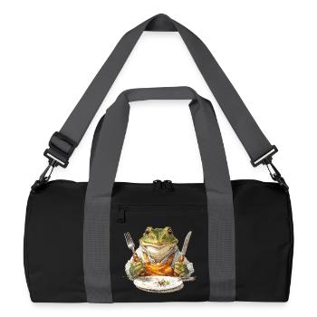 Froschkoch mit Gabel und Messer - Recycelte Duffel Bag - Schwarz/Graphitgrau - Vorne