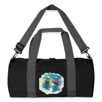 Fröhliche Seehunde mit Poolreifen - Recycelte Duffel Bag - Schwarz/Graphitgrau - Vorne