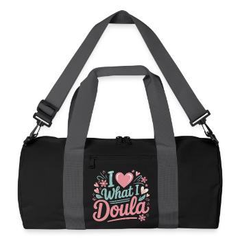 I Love What I Do Doula - Recycelte Duffel Bag - Schwarz/Graphitgrau - Vorne