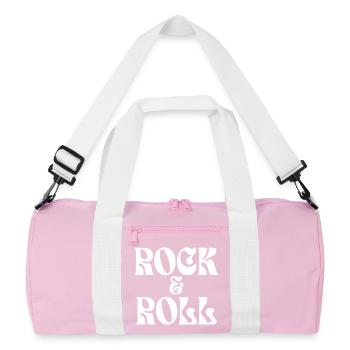 Rock & Roll Retro Typography - Recycled Duffel Bag - pink/white - Front