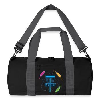 Disc Golf Basket and Flying Discs Scene - Recycled Duffel Bag - black/graphite grey - Front