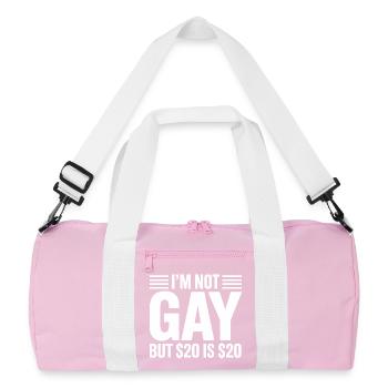 Ich bin nicht schwul, aber 20$ sind 20$ – lustiger Gen Alpha-Slang - Recycelte Duffel Bag - Rosa/Weiß - Vorne