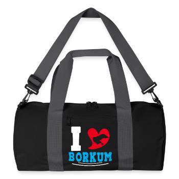Borkumer Insel I LOVE BORKUM Lustiges - Recycelte Duffel Bag - Schwarz/Graphitgrau - Vorne