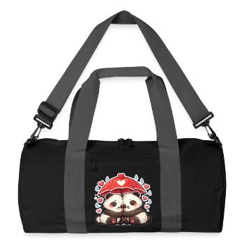 Panda couple under red umbrella - Recycled Duffel Bag - black/graphite grey - Front