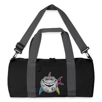 Dessin animé de requin tatoué avec des nageoires de crâne - Sac de sport recyclé - noir/gris graphite - Devant