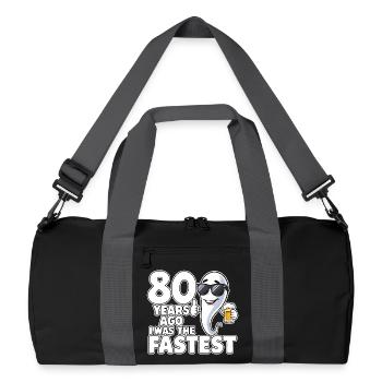 80 Years Ago The Fastest Funny Birthday - Recycled Duffel Bag - black/graphite grey - Front