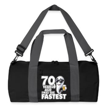 70 Years Ago The Fastest Funny Birthday - Recycled Duffel Bag - black/graphite grey - Front