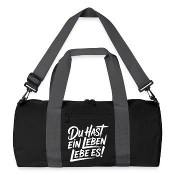 Du hast nur ein Leben – Lebe es - Recycelte Duffel Bag - Schwarz/Graphitgrau - Vorne
