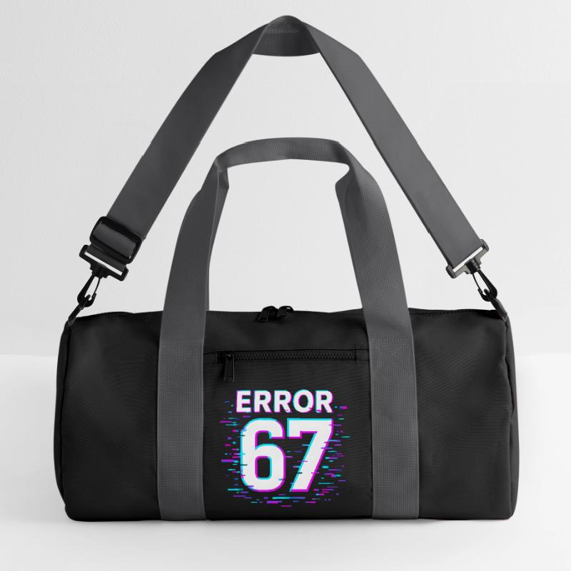 Error 67 Six Seven Glitch Cyber Meme Gift Idea Recycled Duffel Bag
