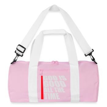 God Is Good All The Time Glaube Christlich Spruch - Recycelte Duffel Bag - Rosa/Weiß - Vorne