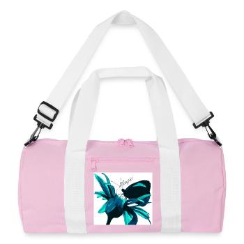Teal Magic Flower Print - Recycled Duffel Bag - pink/white - Front