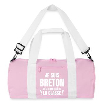 Bretagne, je suis Breton, Bretagne humour - Sac de sport recyclé - rose/blanc - Devant