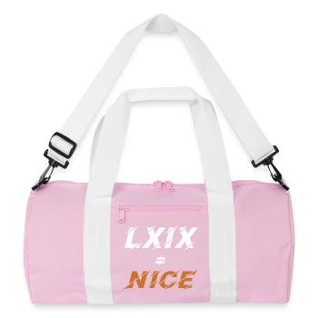 69=nice in roman numerals - Recycled Duffel Bag - pink/white - Front