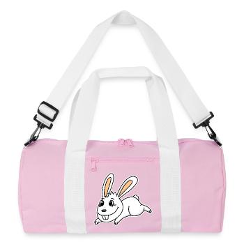 Cute Bunny Illustration Rabbit White - Recycled Duffel Bag - pink/white - Front