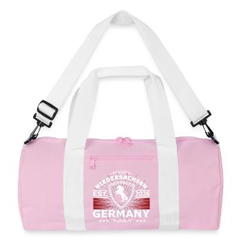 Conception de chevaux en Basse-Saxe – Pride & Home - Sac de sport recyclé - rose/blanc - Devant