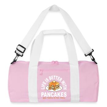 Pfannkuchen für ein besseres Leben - Recycelte Duffel Bag - Rosa/Weiß - Vorne