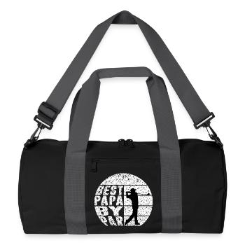 Bester Papa Angeln Silhouette Tee Shirt - Recycelte Duffel Bag - Schwarz/Graphitgrau - Vorne