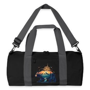 Bär Kompass Natur Design Wildnis Entdecker - Recycelte Duffel Bag - Schwarz/Graphitgrau - Vorne