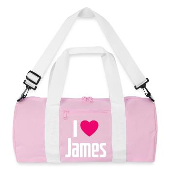 I Love James Pink Heart I Love James - Recycled Duffel Bag - pink/white - Front