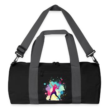 Tennis, Tennis Player Woman, Tennis Graphic - Recycled Duffel Bag - black/graphite grey - Front