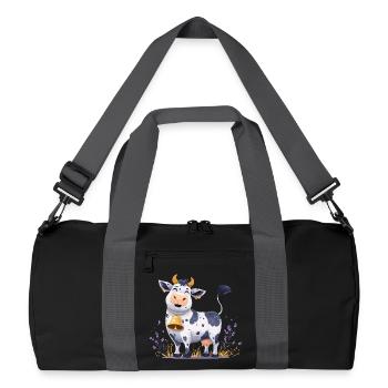 Funny cow with bell - Recycled Duffel Bag - black/graphite grey - Front