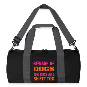 Beware of dogs and kids - Recycled Duffel Bag - black/graphite grey - Front
