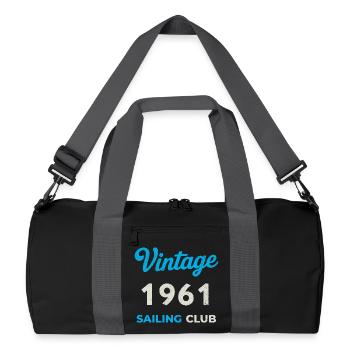 Vintage 1961 – Sailing Club Retro Geburtsjahr - Recycelte Duffel Bag - Schwarz/Graphitgrau - Vorne