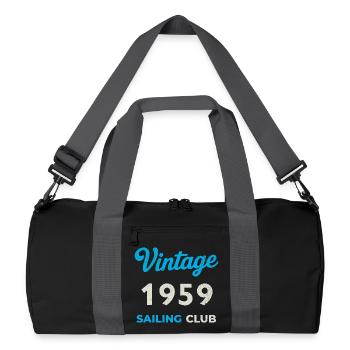 Vintage 1959 – Sailing Club Retro Geburtsjahr - Recycelte Duffel Bag - Schwarz/Graphitgrau - Vorne