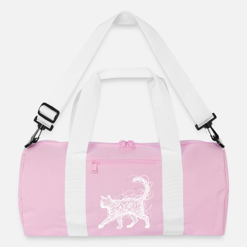 Minimalistisches Scribble Katze Line Art Japanisch Recycelte Duffel Bag