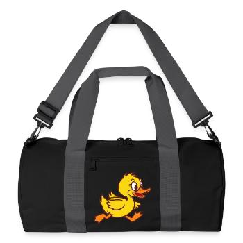 Rennende Ente Baby Duck Duckling Entchen Entlein - Recycelte Duffel Bag - Schwarz/Graphitgrau - Vorne