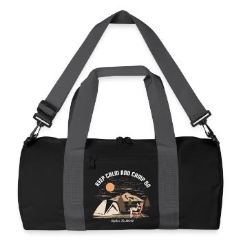 Keep Calm and Camp On Funny Camping - Recycled Duffel Bag - black/graphite grey - Front
