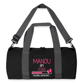 Manou en 2026 Cadeau Annonce Future Grand-Mère - Sac de sport recyclé - noir/gris graphite - Devant