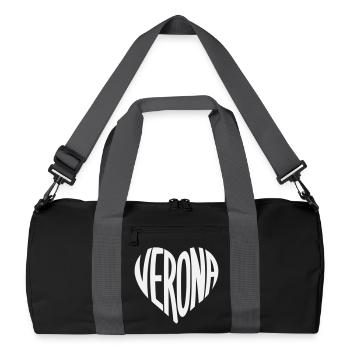 Verona Herz Typografie - Recycelte Duffel Bag - Schwarz/Graphitgrau - Vorne